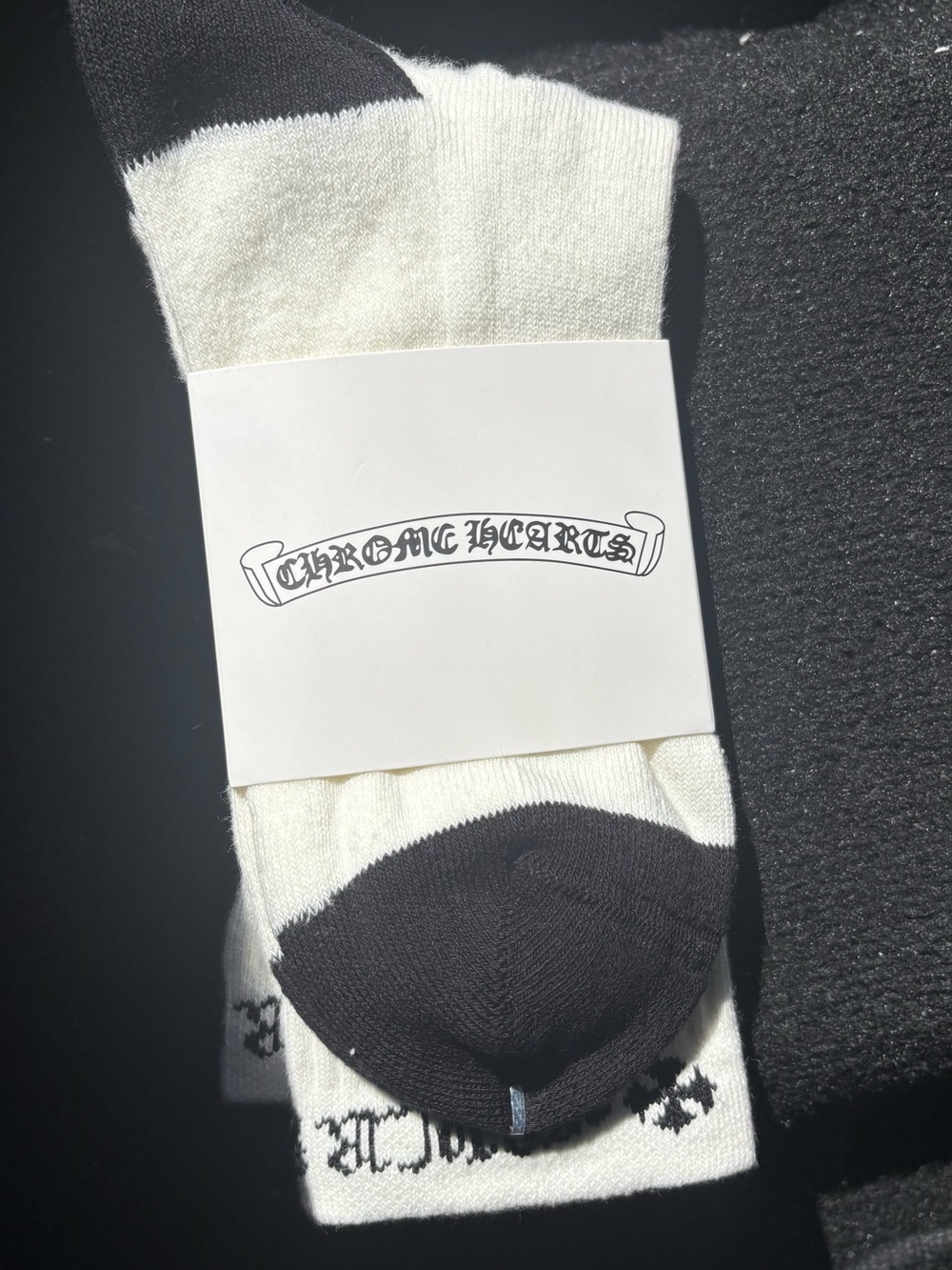 Chrome Hearts White Crew Socks with Black Accents